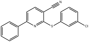 2-[(3-CHLOROPHENYL)SULFANYL]-6-PHENYLNICOTINONITRILE 结构式