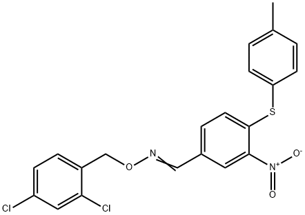 4-[(4-METHYLPHENYL)SULFANYL]-3-NITROBENZENECARBALDEHYDE O-(2,4-DICHLOROBENZYL)OXIME 结构式