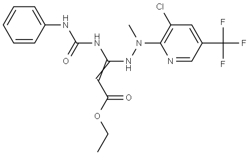 Ethyl 3-[(anilinocarbonyl)amino]-3-(2-[3-chloro-5-(trifluoromethyl)-2-pyridinyl]-2-methylhydrazino)acrylate 结构式