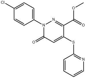 METHYL 1-(4-CHLOROPHENYL)-6-OXO-4-(2-PYRIDINYLSULFANYL)-1,6-DIHYDRO-3-PYRIDAZINECARBOXYLATE 结构式
