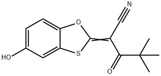 2-(5-HYDROXYBENZO[C]2,5-OXATHIOLEN-2-YLIDENE)-4,4-DIMETHYL-3-OXOPENTANENITRILE 结构式