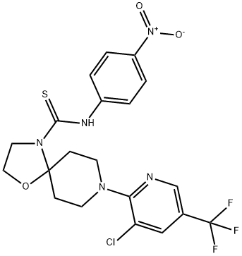 8-[3-CHLORO-5-(TRIFLUOROMETHYL)-2-PYRIDINYL]-N-(4-NITROPHENYL)-1-OXA-4,8-DIAZASPIRO[4.5]DECANE-4-CARBOTHIOAMIDE 结构式