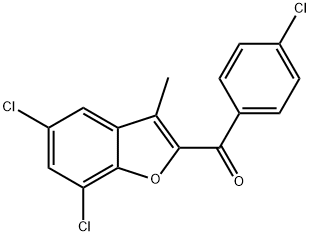 (4-CHLOROPHENYL)(5,7-DICHLORO-3-METHYL-1-BENZOFURAN-2-YL)METHANONE 结构式