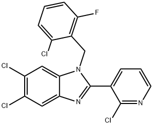 5,6-DICHLORO-1-(2-CHLORO-6-FLUOROBENZYL)-2-(2-CHLORO-3-PYRIDINYL)-1H-1,3-BENZIMIDAZOLE 结构式