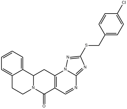 2-[(4-Chlorobenzyl)sulfanyl]-8,9,13b,14-tetrahydro-6H-[1,2,4]triazolo[5'',1'':2',3']pyrimido[4',5':4,5]pyrido[2,1-a]isoquinolin-6-one 结构式