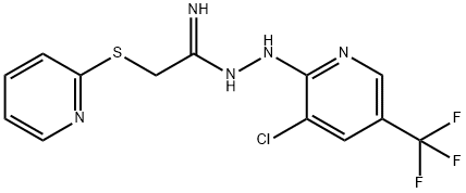 N'-[3-Chloro-5-(trifluoromethyl)-2-pyridinyl]-2-(2-pyridinylsulfanyl)ethanehydrazonamide 结构式