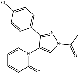 1-[1-ACETYL-3-(4-CHLOROPHENYL)-1H-PYRAZOL-4-YL]-2(1H)-PYRIDINONE 结构式