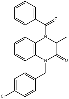 4-Benzoyl-1-(4-chlorobenzyl)-3-methyl-3,4-dihydro-2(1H)-quinoxalinone 结构式
