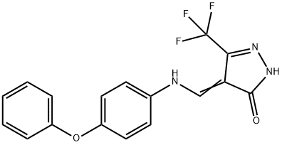 4-[(4-PHENOXYANILINO)METHYLENE]-5-(TRIFLUOROMETHYL)-2,4-DIHYDRO-3H-PYRAZOL-3-ONE 结构式