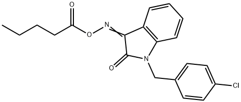 1-(4-CHLOROBENZYL)-3-[(PENTANOYLOXY)IMINO]-1,3-DIHYDRO-2H-INDOL-2-ONE 结构式