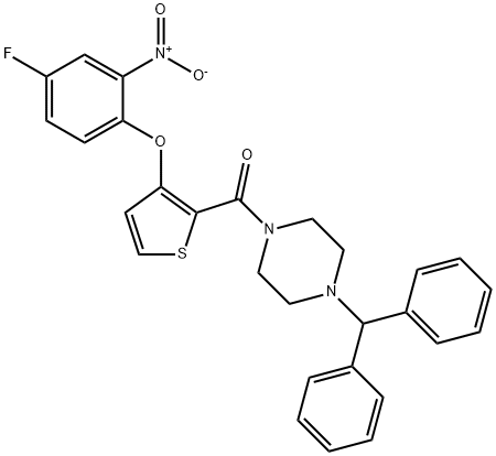 (4-BENZHYDRYLPIPERAZINO)[3-(4-FLUORO-2-NITROPHENOXY)-2-THIENYL]METHANONE 结构式