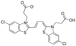 5-CHLORO-2-(3-(3-CARBOXYETHYL-5-CHLORO)-2-BENZOTHIAZOLINYLIDENE)-1-PROPENYL)-3-CARBOXYETHYL BENZOTHIAZOLIUM HYDROXIDE, INNER SALT 结构式