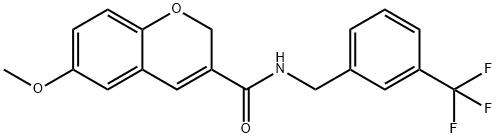 6-甲氧基-N-(3-(三氟甲基)苄基)-2H-色烯-3-甲酰胺 结构式