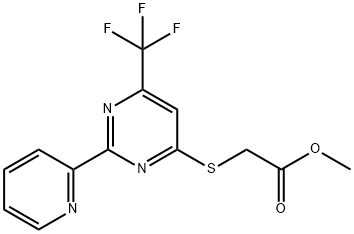 Methyl 2-([2-(2-pyridinyl)-6-(trifluoromethyl)-4-pyrimidinyl]sulfanyl)acetate 结构式