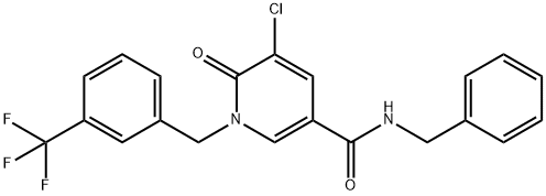 N-Benzyl-5-chloro-6-oxo-1-[3-(trifluoromethyl)benzyl]-1,6-dihydro-3-pyridinecarboxamide 结构式