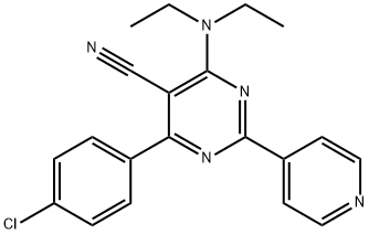 4-(4-CHLOROPHENYL)-6-(DIETHYLAMINO)-2-(4-PYRIDINYL)-5-PYRIMIDINECARBONITRILE 结构式