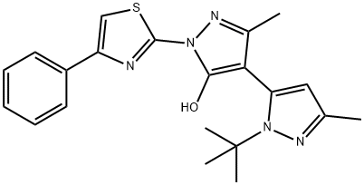 1-(4-PHENYL-2-THIAZOLYL)-1-TERT-BUTYL-3,3'-DIMETHYL-5-HYDROXY[4,5']-BIPYRAZOL 结构式