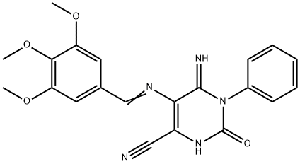 5-(1-AZA-2-(3,4,5-TRIMETHOXYPHENYL)VINYL)-4-IMINO-2-OXO-3-PHENYL-1H-1,3-DIAZINE-6-CARBONITRILE 结构式