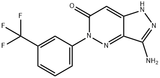 3-Amino-5-[3-(trifluoromethyl)phenyl]-1,5-dihydro-6H-pyrazolo[4,3-c]pyridazin-6-one 结构式