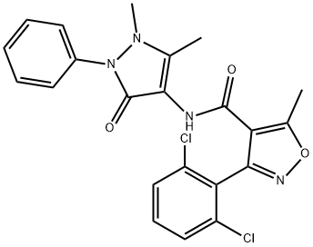 (3-(2,6-DICHLOROPHENYL)-5-METHYLISOXAZOL-4-YL)-N-(2,3-DIMETHYL-5-OXO-1-PHENYL(3-PYRAZOLIN-4-YL))FORMAMIDE 结构式