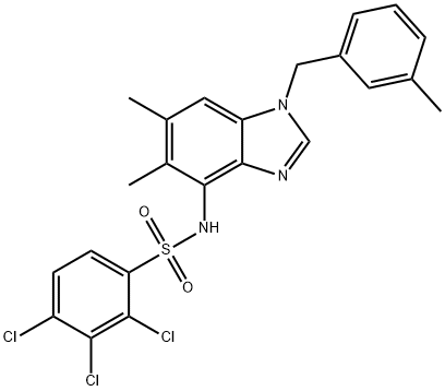 2,3,4-TRICHLORO-N-[5,6-DIMETHYL-1-(3-METHYLBENZYL)-1H-1,3-BENZIMIDAZOL-4-YL]BENZENESULFONAMIDE 结构式