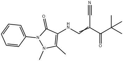 3-((2,3-DIMETHYL-5-OXO-1-PHENYL(3-PYRAZOLIN-4-YL))AMINO)-2-(2,2-DIMETHYLPROPANOYL)PROP-2-ENENITRILE 结构式