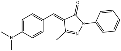 (E)-4-(4-(二甲氨基)亚苄基)-5-甲基-2-苯基-2,4-二氢-3H-吡唑-3-酮 结构式
