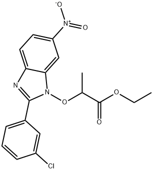 ETHYL 2-([2-(3-CHLOROPHENYL)-6-NITRO-1H-1,3-BENZIMIDAZOL-1-YL]OXY)PROPANOATE 结构式