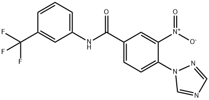 3-NITRO-4-(1H-1,2,4-TRIAZOL-1-YL)-N-[3-(TRIFLUOROMETHYL)PHENYL]BENZENECARBOXAMIDE 结构式
