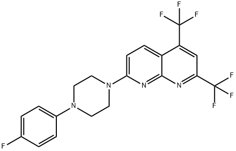 7-[4-(4-FLUOROPHENYL)PIPERAZINO]-2,4-BIS(TRIFLUOROMETHYL)[1,8]NAPHTHYRIDINE 结构式