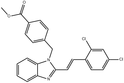 Methyl 4-([2-(2,4-dichlorostyryl)-1H-1,3-benzimidazol-1-yl]methyl)benzenecarboxylate 结构式