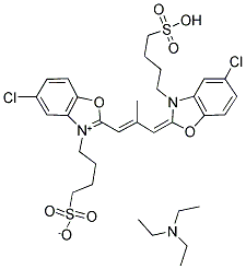 5-CHLORO-3-(4-SULFOBUTYL)-2-(2-[(5-CHLORO-3-(4-SULFOBUTYL)-2-BENZOXAZOLINYLIDENE)-2-METHYL-1-PROPENYL]BENZOXAZOLIUM HYDROXIDE, INNER SALT 结构式