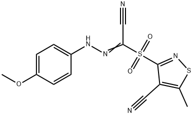 3-([CYANO-2-(4-METHOXYPHENYL)CARBOHYDRAZONOYL]SULFONYL)-5-METHYL-4-ISOTHIAZOLECARBONITRILE 结构式