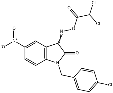 1-(4-CHLOROBENZYL)-3-([(2,2-DICHLOROACETYL)OXY]IMINO)-5-NITRO-1,3-DIHYDRO-2H-INDOL-2-ONE 结构式