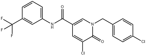 5-CHLORO-1-(4-CHLOROBENZYL)-6-OXO-N-[3-(TRIFLUOROMETHYL)PHENYL]-1,6-DIHYDRO-3-PYRIDINECARBOXAMIDE 结构式