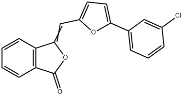 3-([5-(3-CHLOROPHENYL)-2-FURYL]METHYLENE)-2-BENZOFURAN-1(3H)-ONE 结构式