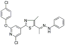 1-(2-[2-CHLORO-6-(4-CHLOROPHENOXY)-4-PYRIDYL]-4-METHYL-1,3-THIAZOL-5-YL)ETHAN-1-ONE 1-PHENYLHYDRAZONE 结构式