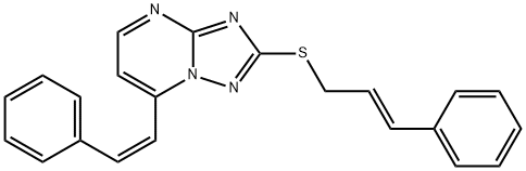 2-[(3-PHENYL-2-PROPENYL)SULFANYL]-7-STYRYL[1,2,4]TRIAZOLO[1,5-A]PYRIMIDINE 结构式