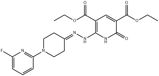 DIETHYL 2-(2-[1-(6-FLUORO-2-PYRIDINYL)-4-PIPERIDINYLIDENE]HYDRAZINO)-6-HYDROXY-3,5-PYRIDINEDICARBOXYLATE 结构式