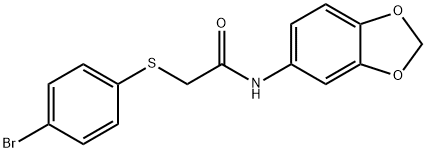 N-(苯并[D][1,3]二氧戊环-5-基)-2-((4-溴苯基)硫代)乙酰胺 结构式