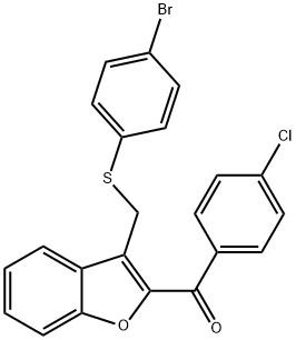 (3-([(4-BROMOPHENYL)SULFANYL]METHYL)-1-BENZOFURAN-2-YL)(4-CHLOROPHENYL)METHANONE 结构式