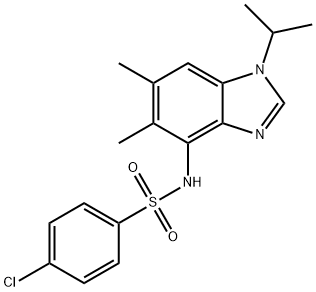 4-CHLORO-N-(1-ISOPROPYL-5,6-DIMETHYL-1H-1,3-BENZIMIDAZOL-4-YL)BENZENESULFONAMIDE 结构式