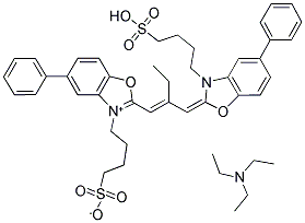 3-(4-Sulfobutyl)-5-phenyl-2-([3-(3-(4-sulfobutyl)-5-phenyl-2-benzoxazolinylidene) methyl]-1-butenyl) benzoxazolium hydroxide, inner salt 结构式