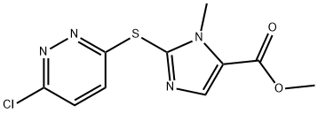 METHYL 2-[(6-CHLORO-3-PYRIDAZINYL)SULFANYL]-1-METHYL-1H-IMIDAZOLE-5-CARBOXYLATE 结构式