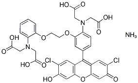 1-[2-AMINO-5-(2,7-DICHLORO-6-HYDROXY-3-OXY-9-XANTHENYL)PHENOXY]-2-(2-AMINO-5-METHYLPHENOXY)ETHANE-N,N,N',N'-TETRAACETIC ACID AMMONIUM SALT 结构式