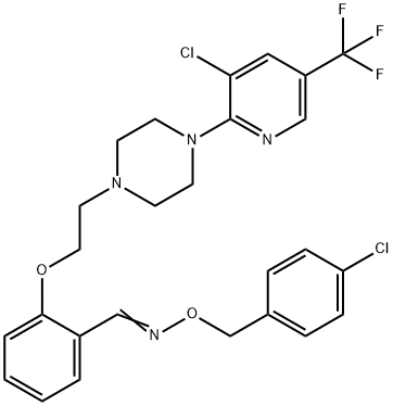 2-(2-(4-[3-CHLORO-5-(TRIFLUOROMETHYL)-2-PYRIDINYL]PIPERAZINO)ETHOXY)BENZENECARBALDEHYDE O-(4-CHLOROBENZYL)OXIME 结构式