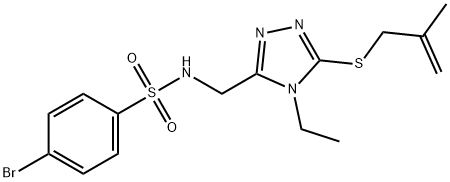 4-BROMO-N-((4-ETHYL-5-[(2-METHYL-2-PROPENYL)SULFANYL]-4H-1,2,4-TRIAZOL-3-YL)METHYL)BENZENESULFONAMIDE 结构式