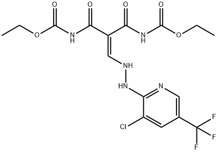 Ethyl N-(3-(2-[3-chloro-5-(trifluoromethyl)-2-pyridinyl]hydrazino)-2-([(ethoxycarbonyl)amino]carbonyl)acryloyl)carbamate 结构式