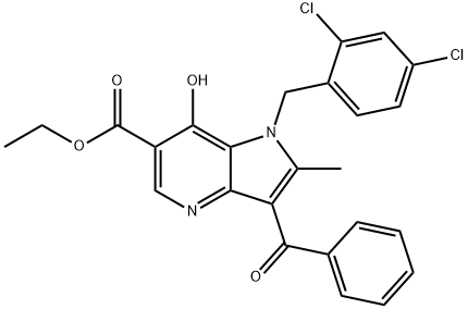 Ethyl 3-benzoyl-1-(2,4-dichlorobenzyl)-7-hydroxy-2-methyl-1H-pyrrolo[3,2-b]pyridine-6-carboxylate 结构式