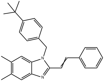 1-[4-(TERT-BUTYL)BENZYL]-5,6-DIMETHYL-2-STYRYL-1H-1,3-BENZIMIDAZOLE 结构式